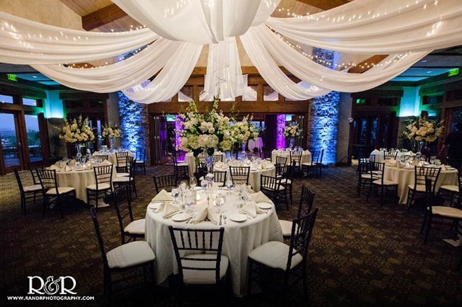 Fabric Draping and Twinkle LIght s at The Oaks at Valencia, In the Grill