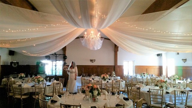 Le Chene Fabric Draping and Twinkle Lights for Wedding 