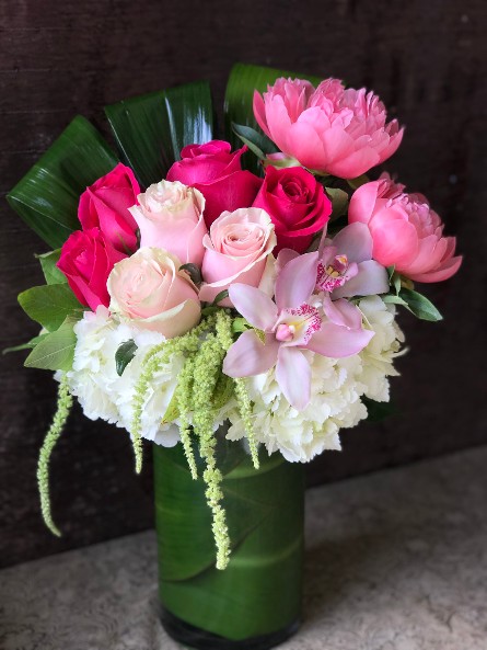 Flower Arrangement of Roses and Peonies