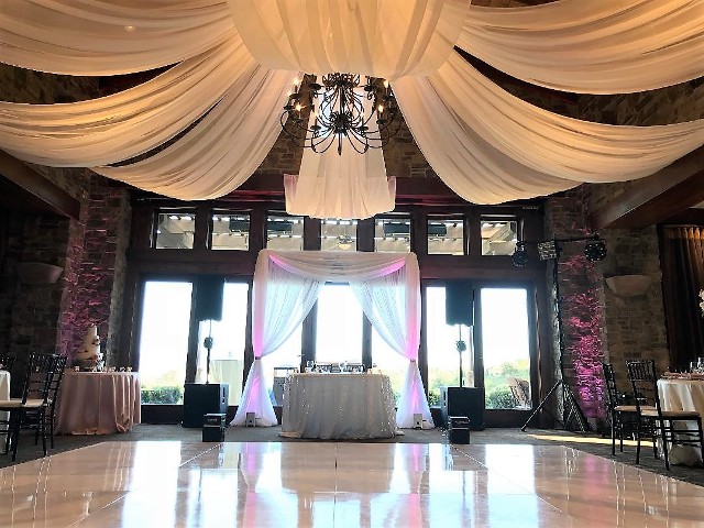 The Oaks Club at Valencia Fabric Draping for Wedding in the grill and atrium