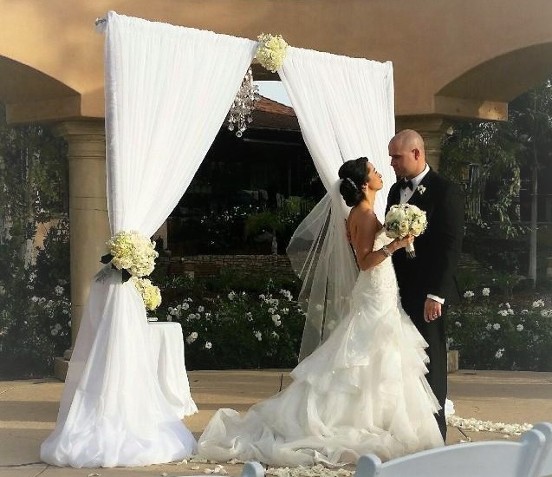 Cermeony Wedding Arch and Flowers at West Lake Village Inn, Westlake California 
