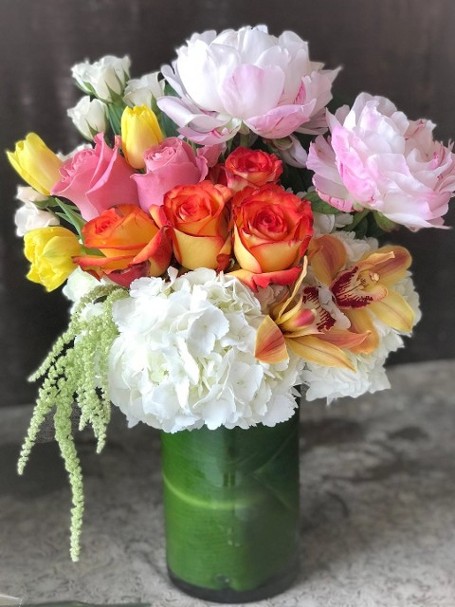 Flower Delivery in Santa Clarita, Ca made with peonies, roses, orchids and hydrangea