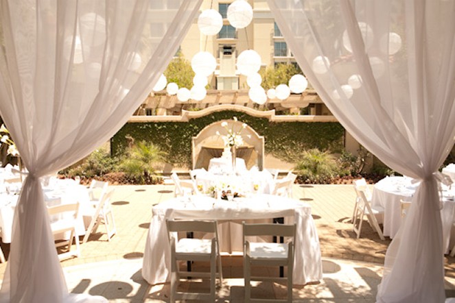 Hyatt Valencia Hotel Wedding Flowers and Fabric Draping by Claire's Flowers 